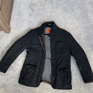 Men's blue Quilted leather Jacket